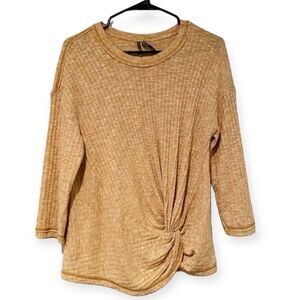 Anthropologie Ribbed Thermal Twist Front Top Size Small